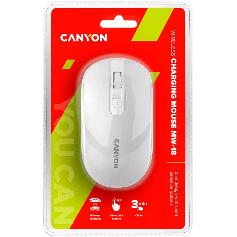 Rato CANYON MW-18 Wireless Charge branco pérola