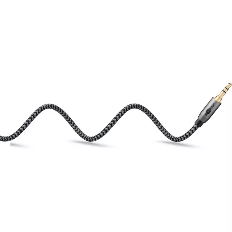 Cabo de ligação áudio Plus AUX 3,5 mm estéreo (preto/prateado, 2 metros)