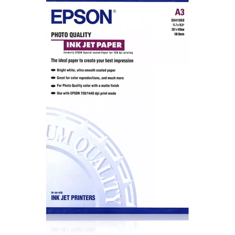 Papel Epson Photo Quality Ink Jet, DIN A3, 102 g/m², 100 Folhas
