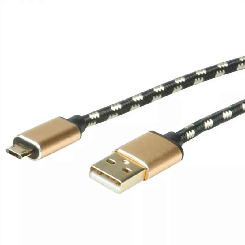 Cabo USB ROLINE 11.02.8820 1,8 m USB 2.0 USB-C Micro-USB B preto - dourado (11.02.8820)