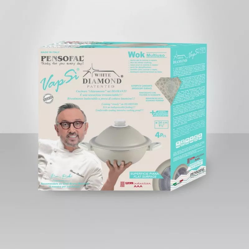 Panela Pensofal White Diamond Vapsi 24 cm com duas pegas e tampa