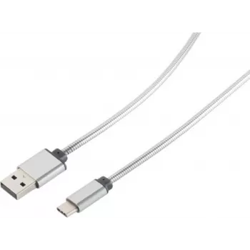 Cabo USB S/CONN 14-12001 USB 2.0 1 m USB A USB C prateado