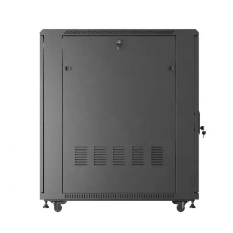 Armário rack 19 polegadas LANBERG FF01-6022-23B, 22U, 600×1000 mm, preto, portas perfuradas
