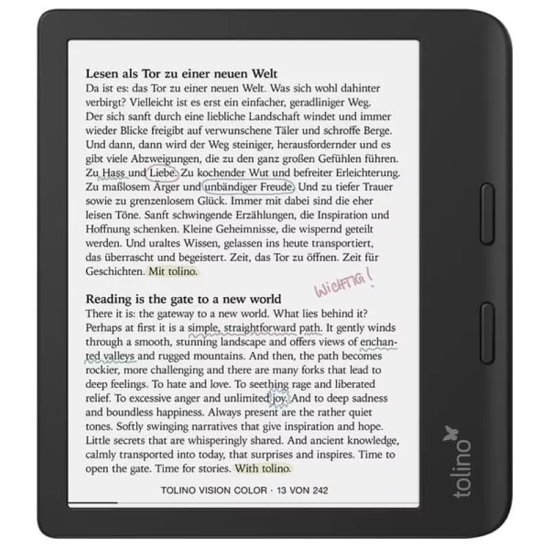 Leitor de e-books Tolino ecrã tátil Wi-Fi preto