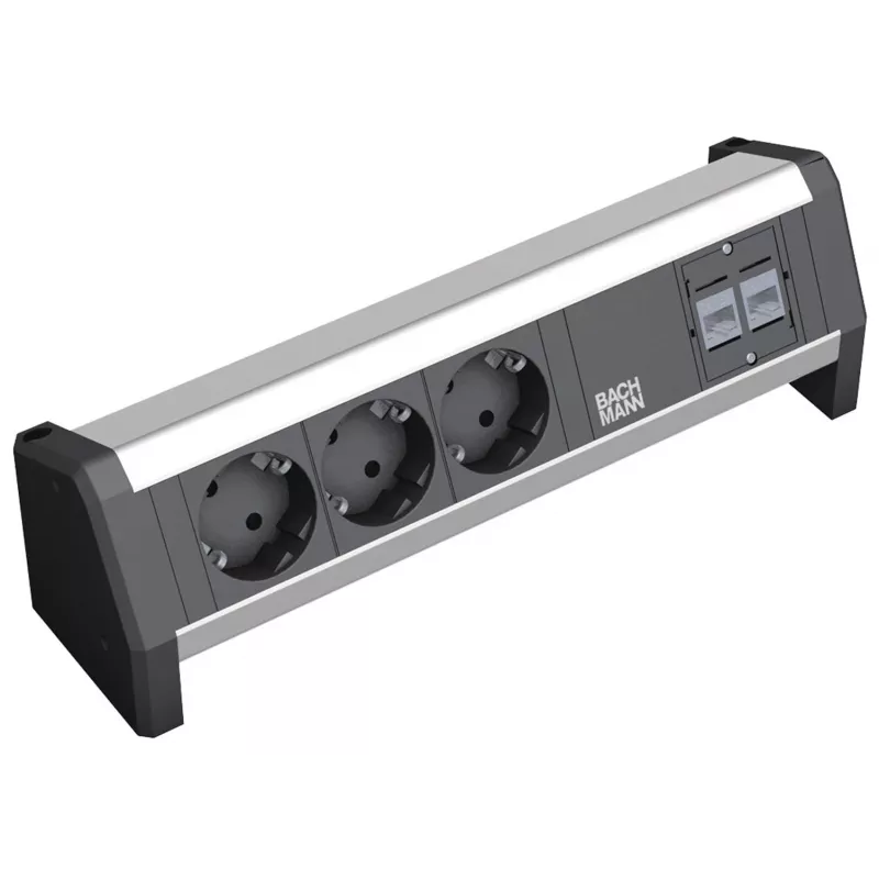 Distribuidor de energia Bachmann Desk 1 3 tomadas AC preto