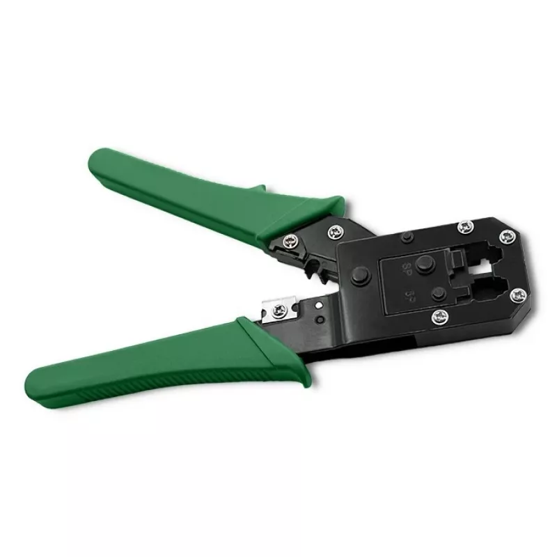 Ferramenta de cravar e cortar QOLTEC 54381 — Alicate de cravar para fichas de rede modulares e corta-cabos