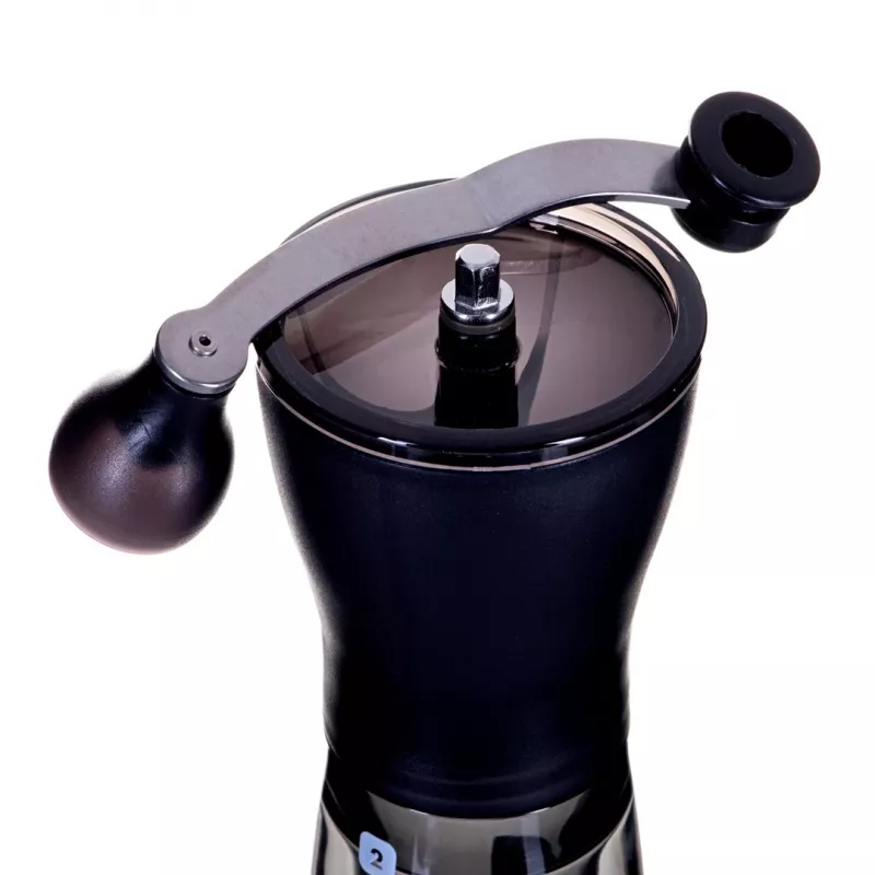 Moinho de café HARIO MSS-1DTB — moinho elétrico, preto, moagem fina, dispensador integrado