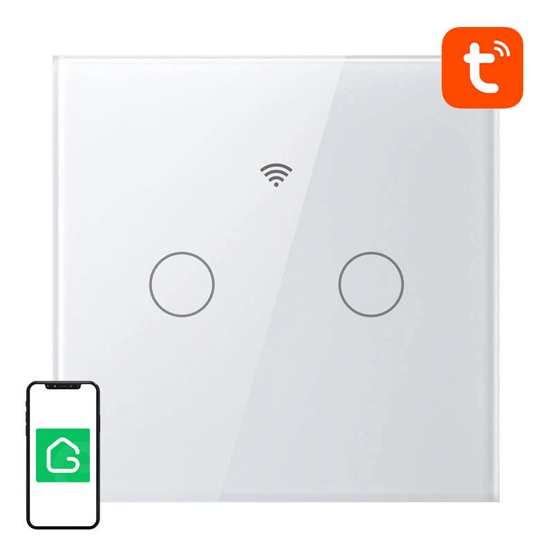 Interruptor de luz inteligente Wi-Fi com toque Gosund SLS2 (modelo SW12) — controlo por toque, conectividade Wi-Fi, cablagem N/dupla opcional