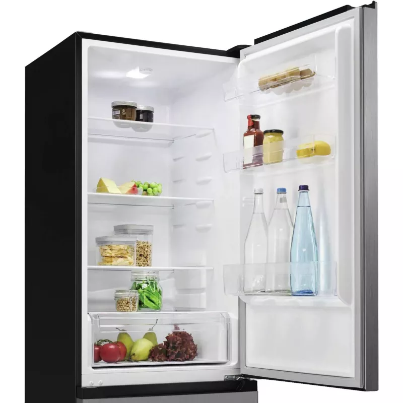 Frigorífico independente BOMANN KG 7357, 315 L total (219 L de refrigeração, 96 L de congelação), aço inoxidável, iluminação LED, 40 dB