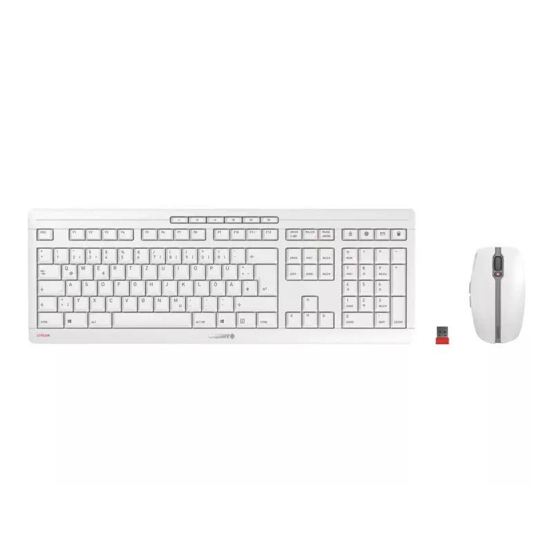 Teclado e rato CHERRY Stream Desktop incluídos Escritório RF Wireless QWERTZ Alemão Branco
