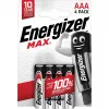 Pilhas Energizer alcalinas Max AAA LR03, 4 unid., embalagem ecológica