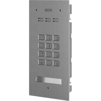 Intercomunicador de porta encastrado ACO FAM-P-1NPZSACC com leitor de porta-chaves e fechadura de código, 1 participante