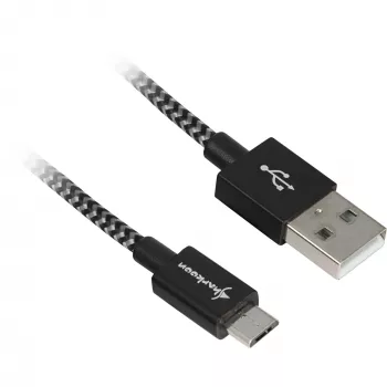 Cabo USB 2.0, ficha USB-A > ficha Micro-USB (preto/cinzento, 0,5 metros, revestido)