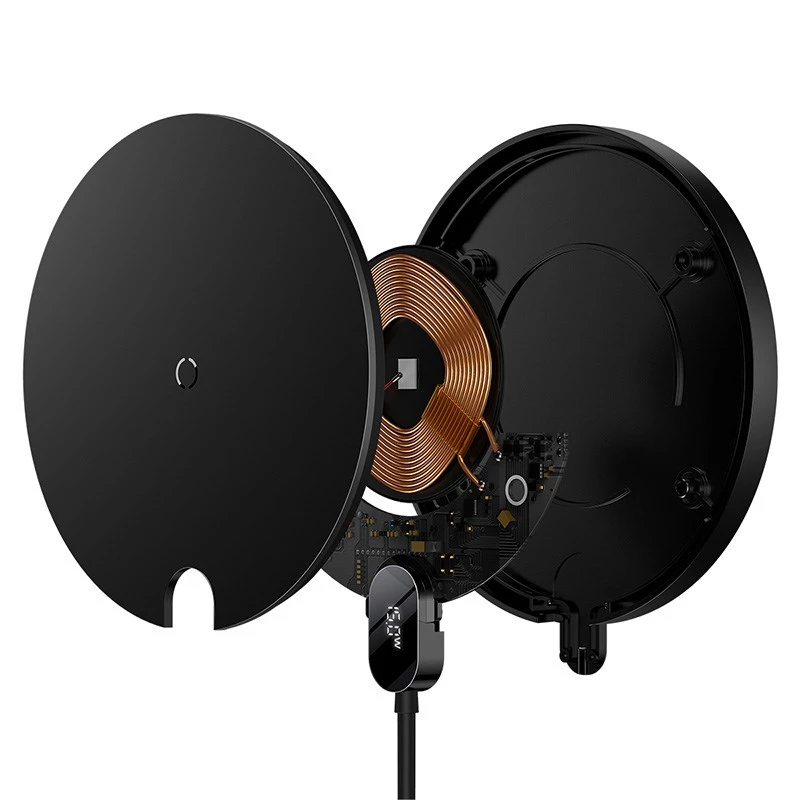 Carregador Baseus CCED000001 para dispositivos móveis auscultadores, smartphone preto USB carregamento sem fios para interior