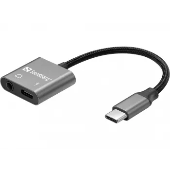 Adaptador de áudio USB-C SANDBERG PD65W 136-67 com USB-C PD passthrough