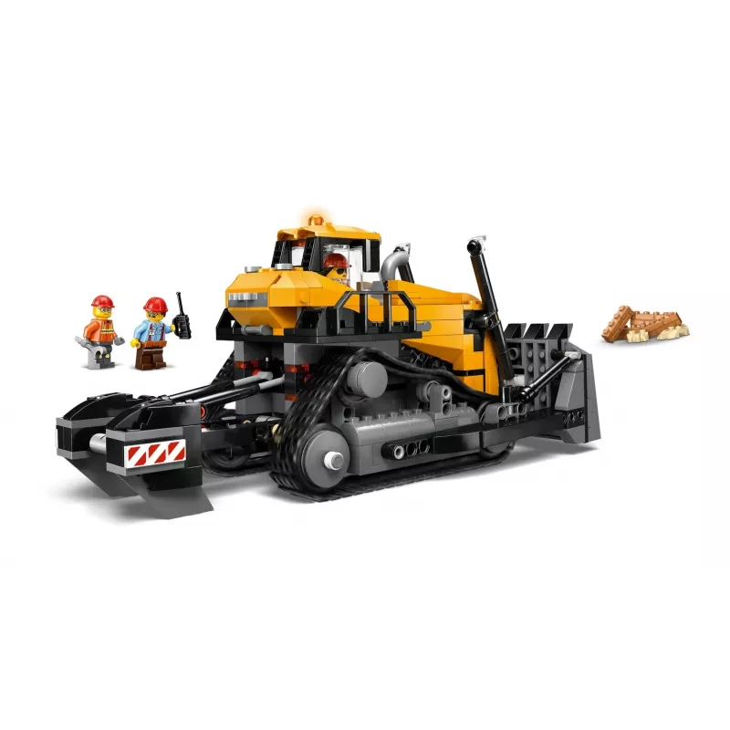 LEGO City 60466 Bulldozer amarelo com pá carregadora frontal conjunto de construção, 682 peças, 3 minifiguras, a partir dos 8 anos