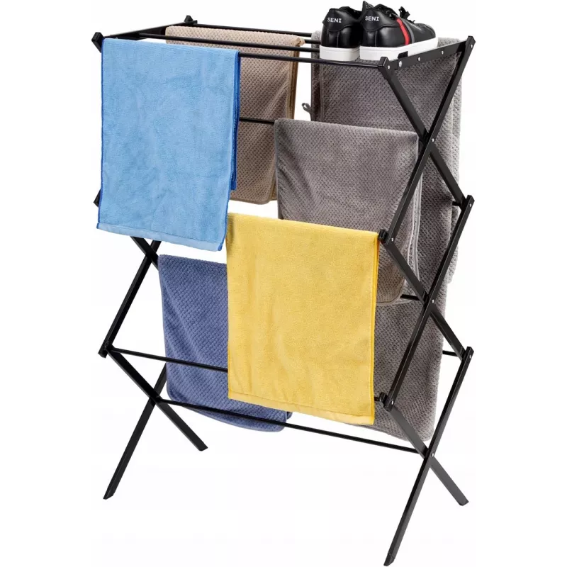 Estendal de roupa PROMIS SU111 — estendal vertical de interior em aço, 3 m de comprimento de secagem, 1000 mm de altura, dobrável