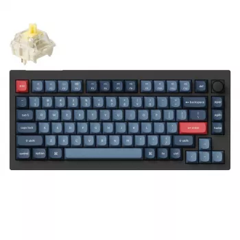 Teclado Keychron V1 Max universal USB RF Wireless Bluetooth preto cinzento 75% mecânico