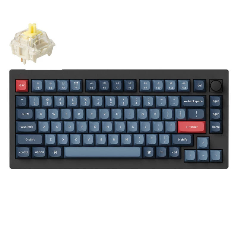 Teclado Keychron V1 Max universal USB RF Wireless Bluetooth preto cinzento 75% mecânico