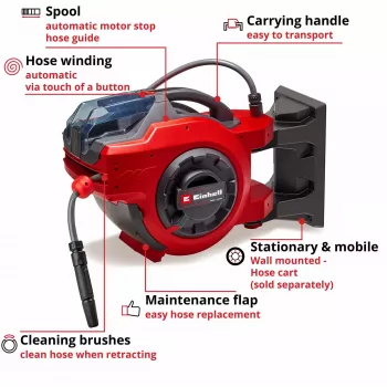 Enrolador de mangueira de parede Einhell GE-HR 18/30 Li-Solo Automatic 30m mangueira