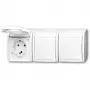 Tomada CEE 7/3 Busch‑Jäger 2084-0-0712, 2P+E, 16 A, 250 V, IP44, branco, 222×83×55 mm