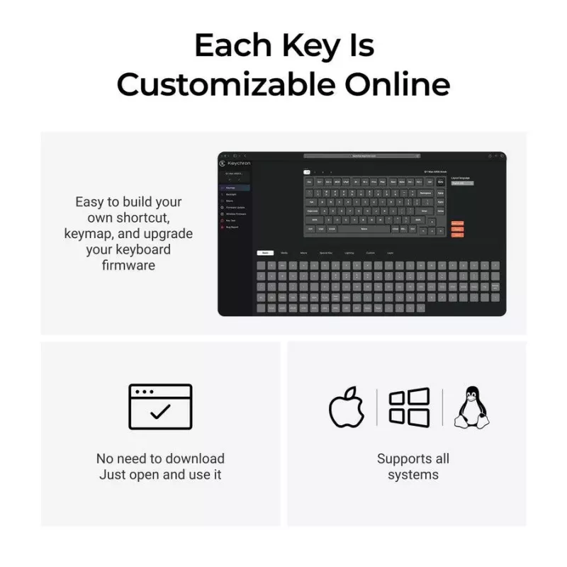 Teclado mecânico Keychron Q1 Max 75% com Banana Switches, Carbon Black