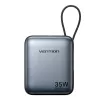 Vention FHEH0 power bank 10000 mAh 35 W com cabo USB-C, cinzento