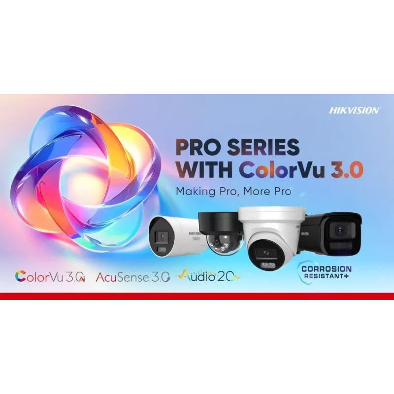 Câmara de rede turret fixa Hikvision Pro Series com ColorVu 4 MP Smart Hybrid Light com ColorVu