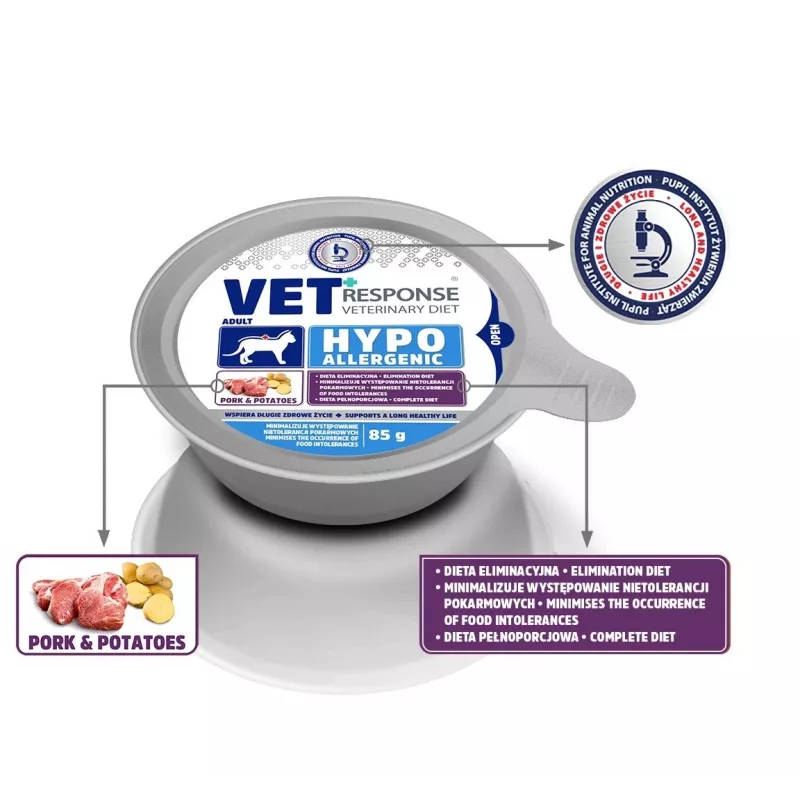 VET RESPONSE Hipoalergénico Porco - Alimento húmido para gatos - 85 g