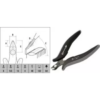 Alicate de corte lateral c.k tools T3884 cabeça de corte mini ESD — alicate diagonal de precisão para eletrónica