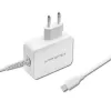 Qoltec 51039 adaptador de corrente 65 W USB-C PD, 5–20,3 V, 2–3,25 A, cabo USB-C integrado, branco