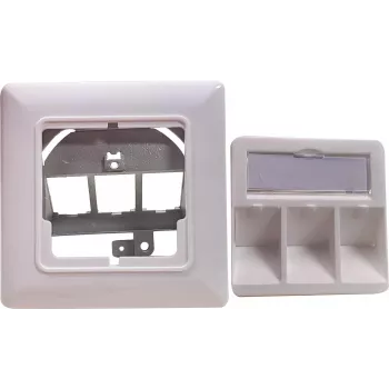 Tomada de ligação Helos 371985 3 tomadas branco puro – acessório de rede para montagem na parede
