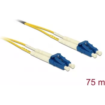 Cabo InfiniBand/fibra ótica DELOCK 75 m OS2 2x LC para 2x LC, 9 µm, amarelo/azul