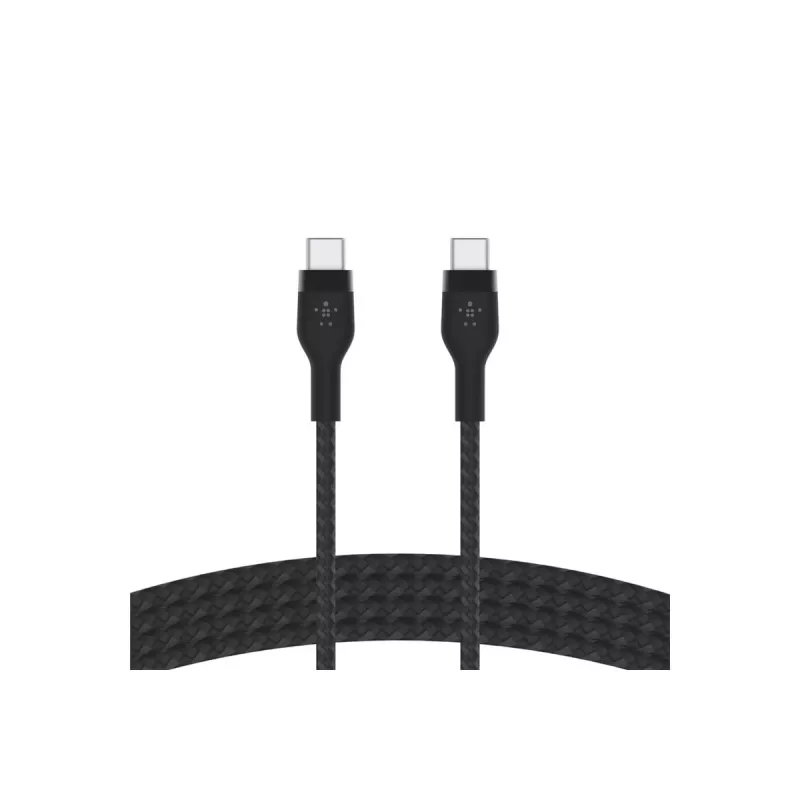 Cabo BoostCharge USB-C/USB-C silicone entrançado 2 m, preto
