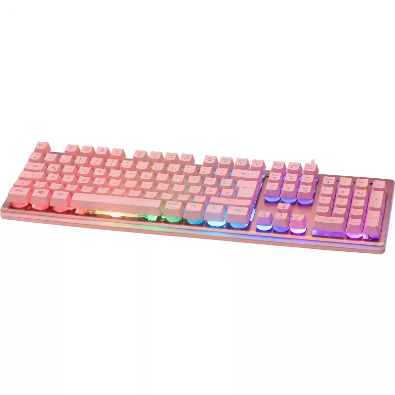 Deltaco GAM-021-RGB-P-DE - tamanho completo (100%) - USB - interruptores de membrana - QWERTZ - rosa