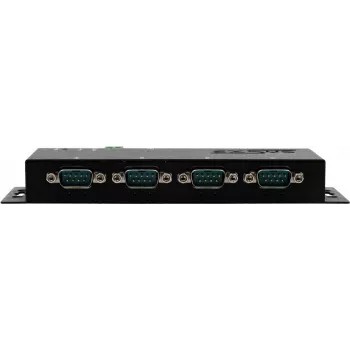 Servidor de dispositivos série Exsys EX-6124-2POE — Ethernet para 4× RS-232/422/485 com PoE e fonte de alimentação 12V/3A