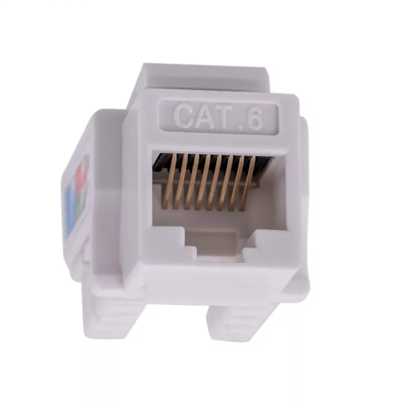 Módulo Keystone LANBERG KSU6-1090, Cat6 U/UTP plano, ficha RJ-45 para conector fêmea LSA, AWG 22/26, 14.5×16.1 mm, branco