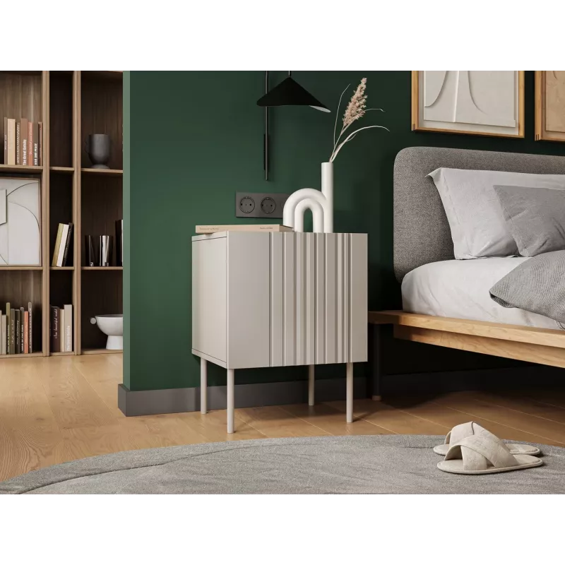 Mesa de cabeceira Cama Meble ISLA 44,5x40x59 cm cashmere mate, MDF e aglomerado, conjunto de 2