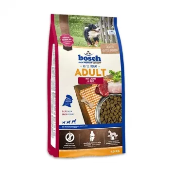 Alimento seco para cães Bosch Adult com borrego e arroz, 3 kg — para cães adultos, adequado a todas as raças, ajuda em intolerâncias alimentares