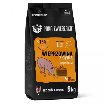 Comida seca para cães PAKA ZWIERZAKA Porco com Abóbora L 9 kg – Manutenção Adulto, monoproteica, 29 % proteína, 15 % gordura