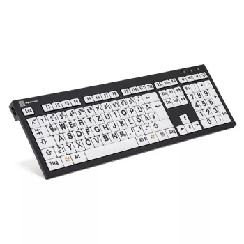 Logickeyboard XL Print Universal USB QWERTZ alemão preto branco