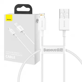 Cabo Baseus Superior Series USB para Lightning, 2,4A, 0,25m (branco)