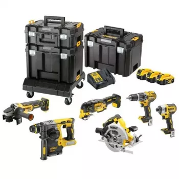 DeWalt DCK685P3T 18V Mala de ferramentas com bateria — 3×5,0-Ah baterias, DCH273-Martelo, Rebarbadora, Mala