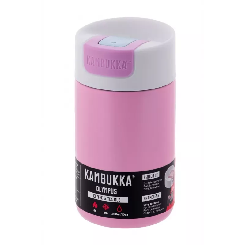 Copo térmico Kambukka Olympus 0,5 L – 300 ml utilizáveis, aço inoxidável, rosa, mantém quente até 6 h