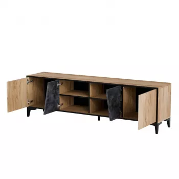 Móvel RTV Cama 4D OVO 180x38xH53 carvalho/betão