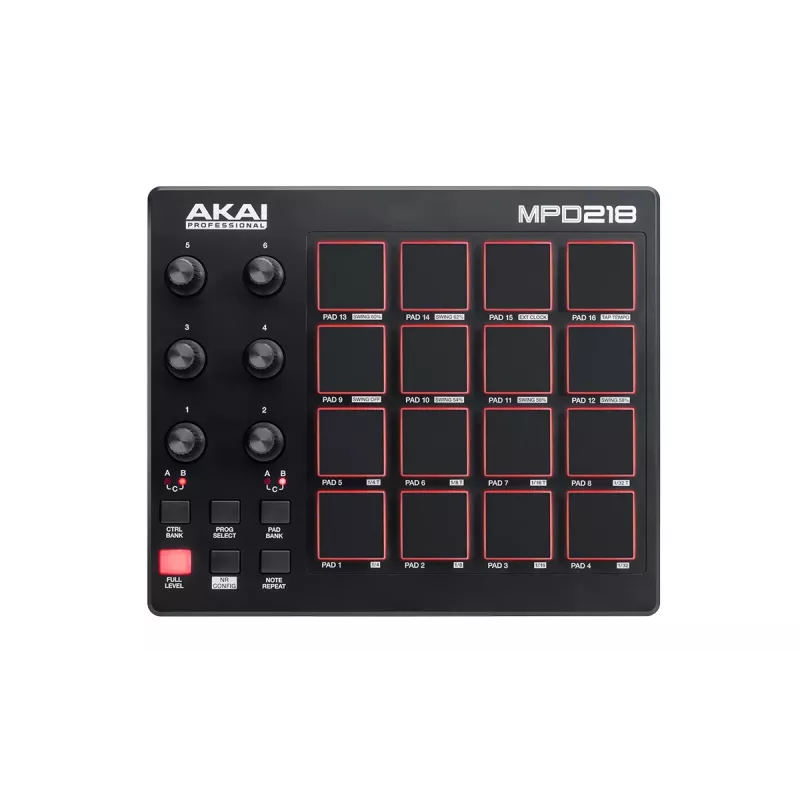 Misturador de áudio Akai MPD218 preto 16 pads Controlador USB MIDI