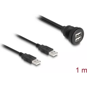 Cabo USB 2.0 DeLOCK 2 x USB Type-A macho para 2 x USB Type-A fêmea 1 m preto