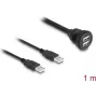 Cabo USB 2.0 DeLOCK 2 x USB Type-A macho para 2 x USB Type-A fêmea 1 m preto