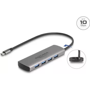 Hub USB DeLOCK 64293 Type-C 10000 Mbit/s cinzento