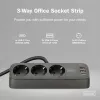 Extensão elétrica DIGITUS 3 tomadas com 2×USB-A & 1×USB-C, 3 tomadas AC tipo E/F, cabo de 1,5 m, preto